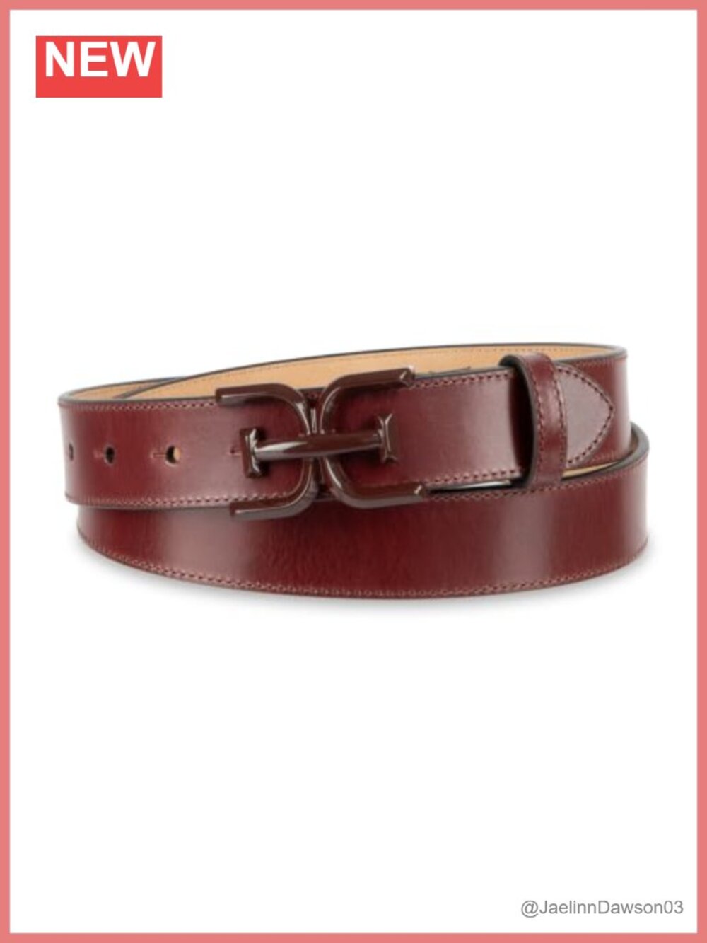 Double-E Logo Plaque Buckle Leather Belt Adjustable Casual Hip Fit